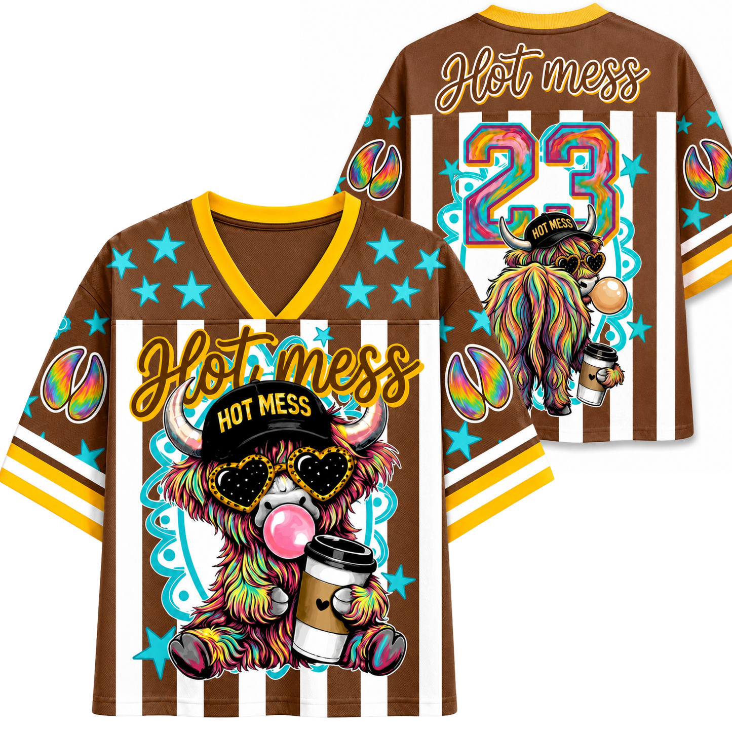 ChaoticClub Hot Mess Highland Cow Bumble Mesh Jersey