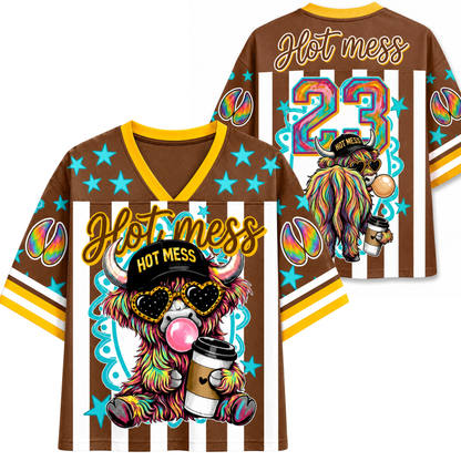 ChaoticClub Hot Mess Highland Cow Bumble Mesh Jersey