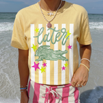 ChaoticClub Summer Stripes Later Gator Neon T-Shirt