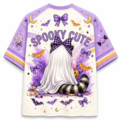 ChaoticClub Spooky Candy Bucket Ghost Raccoon Halloween Mesh Jersey
