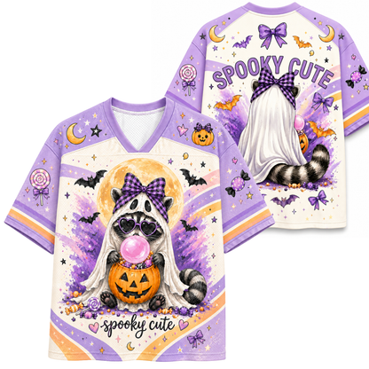 ChaoticClub Spooky Candy Bucket Ghost Raccoon Halloween Mesh Jersey
