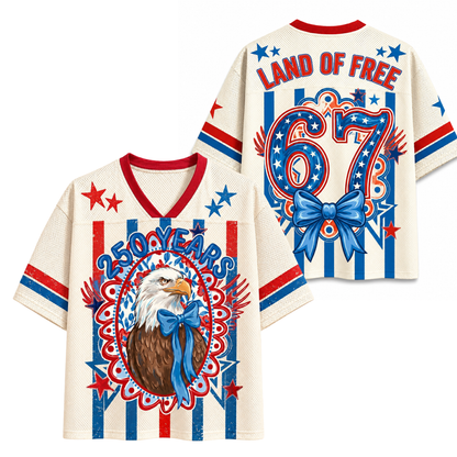 ChaoticClub Striped Patriotic Eagle Coquette 250th America Mesh Jersey