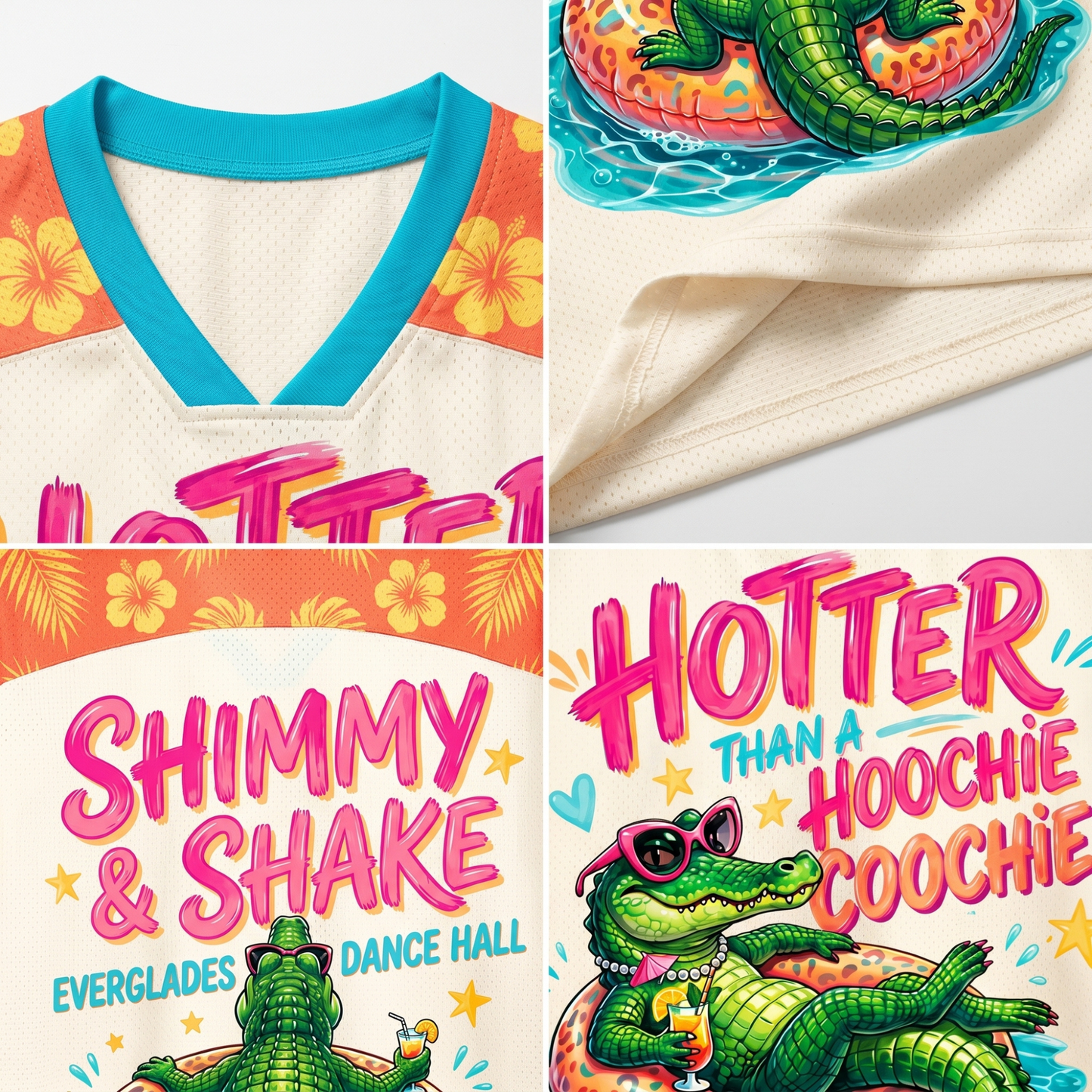 ChaoticcClub Hotter Than A Hoochie Coochie Crocodile Mesh Jersey - Breathable Mesh Fabric Detail