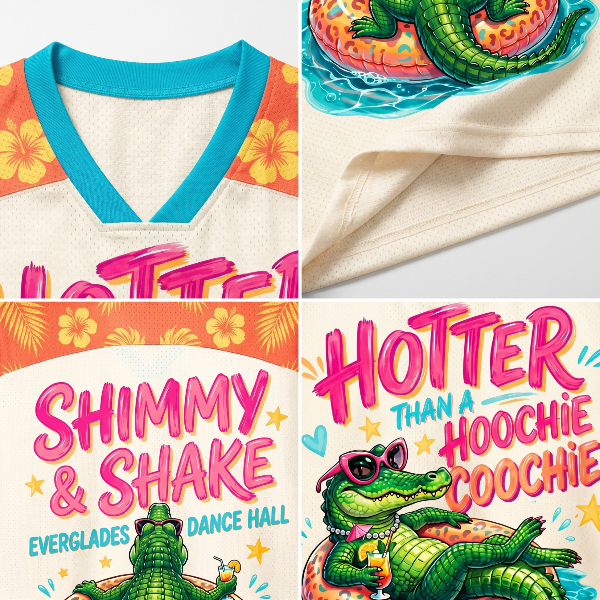 ChaoticcClub Hotter Than A Hoochie Coochie Crocodile Mesh Jersey - Breathable Mesh Fabric Detail