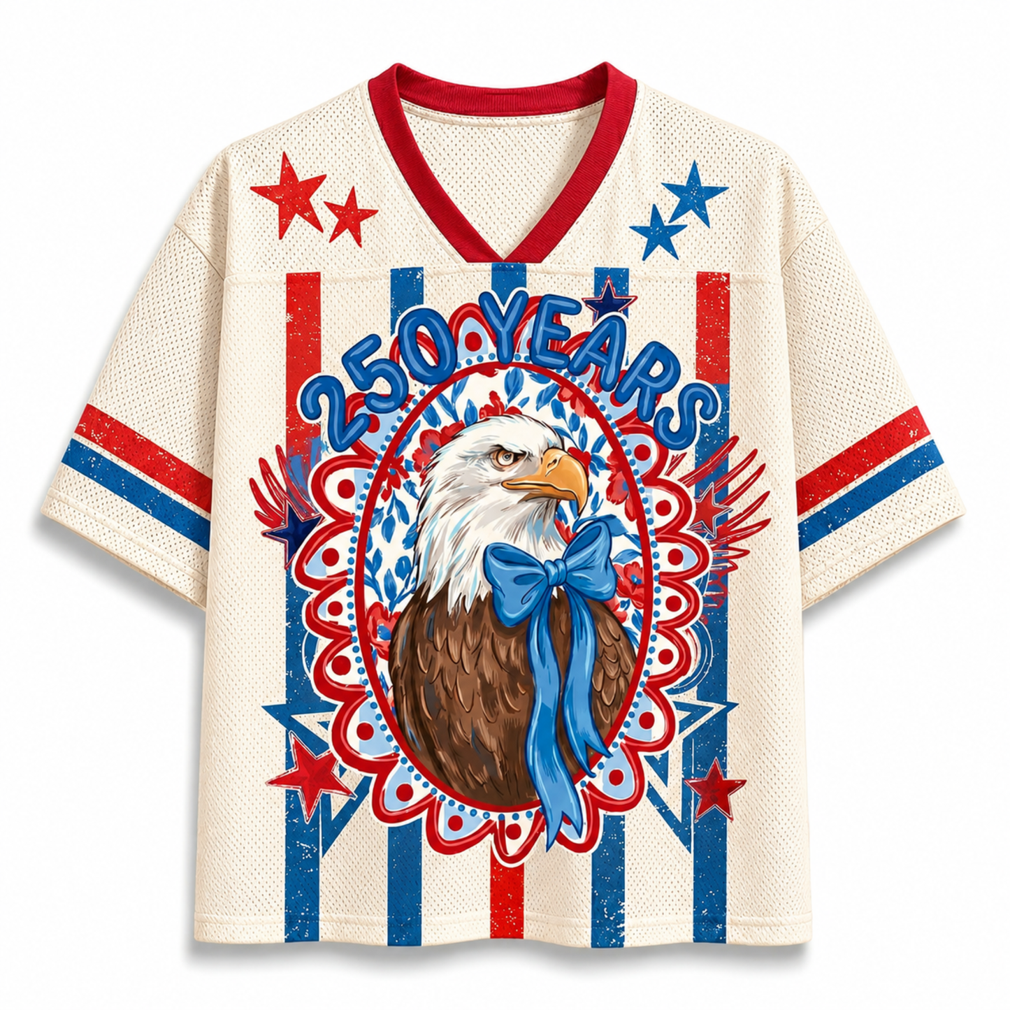 ChaoticClub Striped Patriotic Eagle Coquette 250th America Mesh Jersey