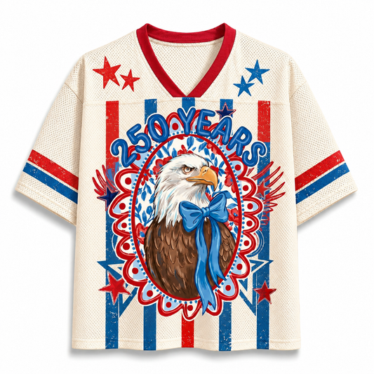 ChaoticClub Striped Patriotic Eagle Coquette 250th America Mesh Jersey