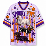 ChaoticClub Striped Halloween Dachshund Ghost Skeleton Mesh Jersey