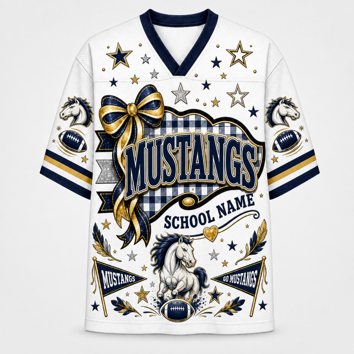Chaotic Club Custom Mascot Coquette Bow Game Day Mesh Jersey