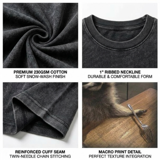 ChaoticClub Meme Raccoon Wait for Eat  Washed T-Shirt