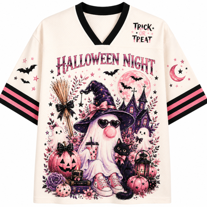 Chaotic Club Ghost Blowing Bubble Gum Brushstroke Halloween Mesh Jersey