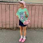 ChaoticClub Preppy Brushstroke Statue Of Liberty Blowing Bubble Neon T-Shirt