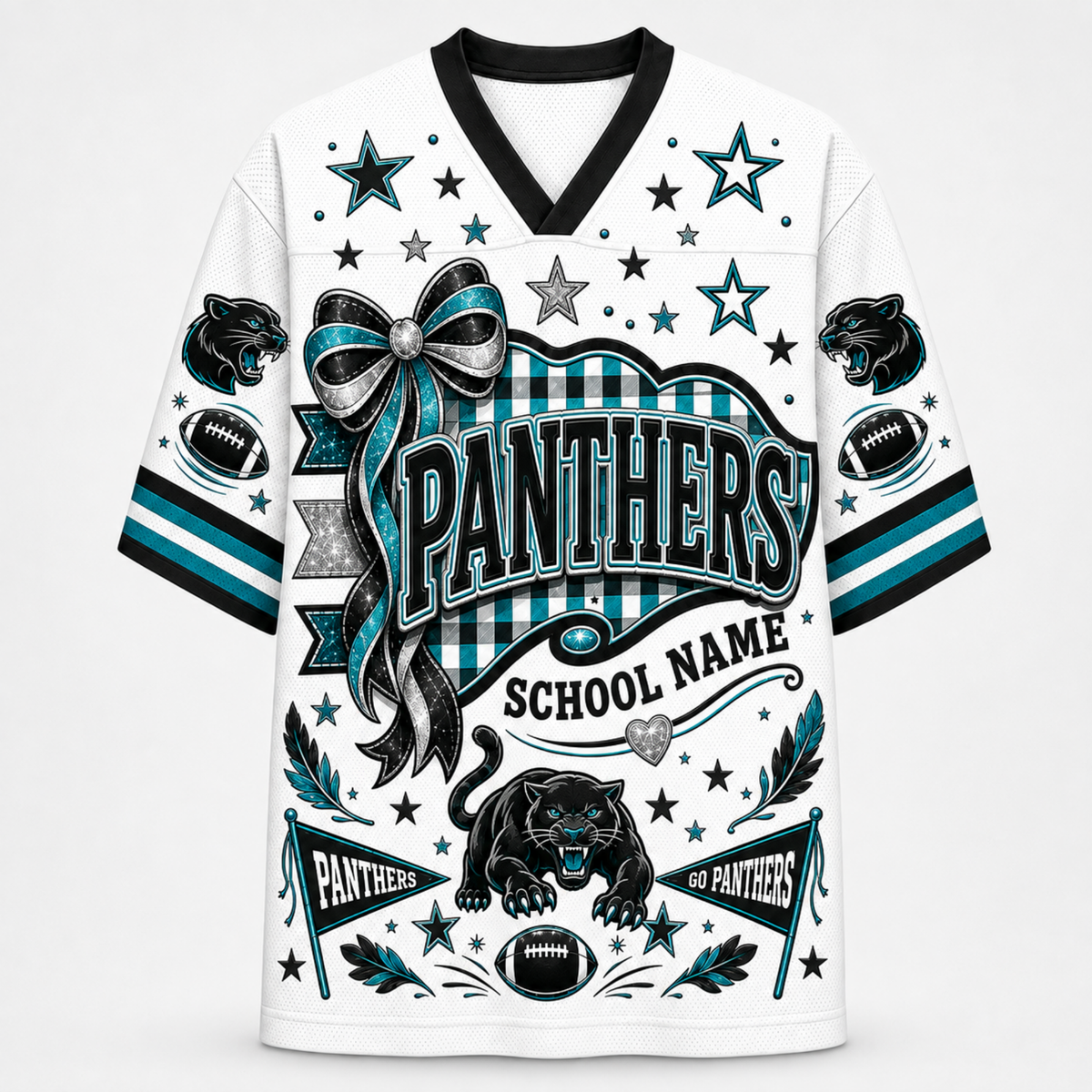 Chaotic Club Custom Mascot Coquette Bow Game Day Mesh Jersey