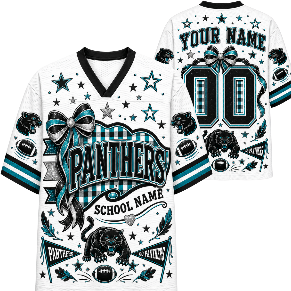 Chaotic Club Custom Mascot Coquette Bow Game Day Mesh Jersey