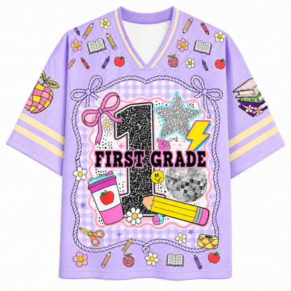 ChaoticClub Girly Pencil Preppy Back to School Mesh Jersey