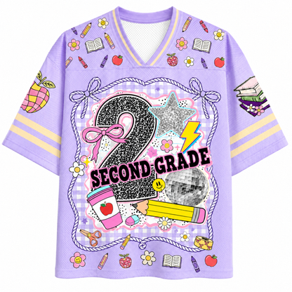 ChaoticClub Girly Pencil Preppy Back to School Mesh Jersey