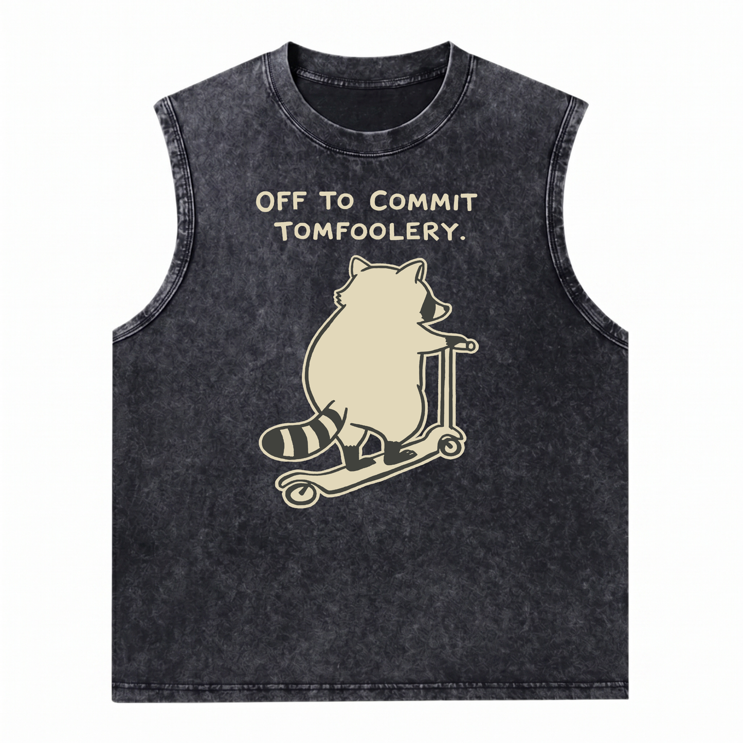 ChaoticClub Off To Commit Tomfoolery Raccoon Scooter Wash Tanktop
