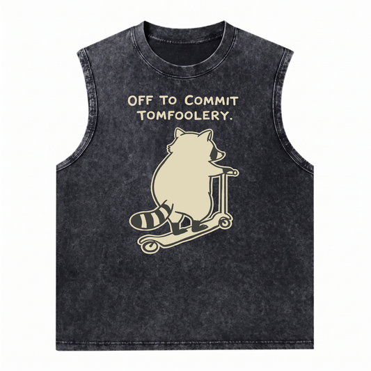 ChaoticClub Off To Commit Tomfoolery Raccoon Scooter Wash Tanktop