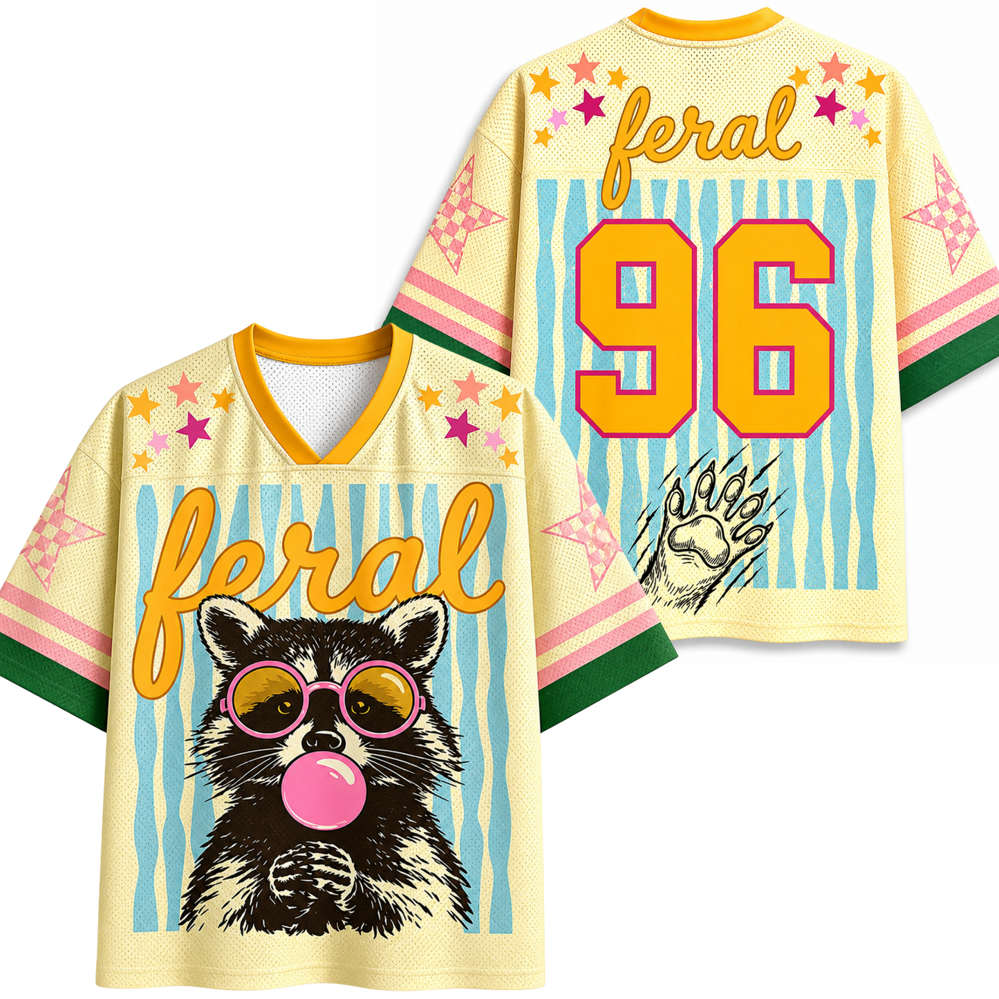 ChaoticClub Striped Feral Summer Raccoon Mesh Jersey
