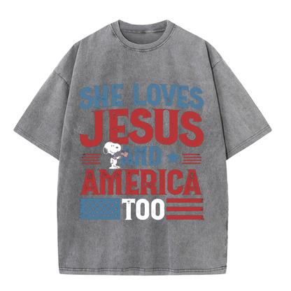 ChaoticClub She Loves Jesus and America Too Washed T-Shirt