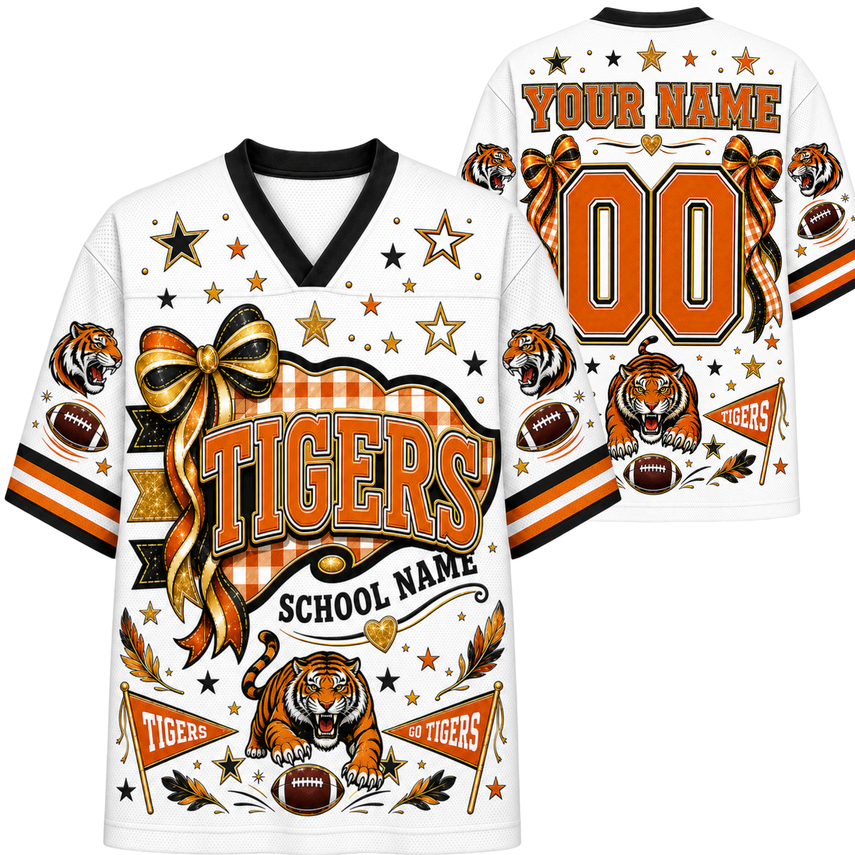 Chaotic Club Custom Mascot Coquette Bow Game Day Mesh Jersey