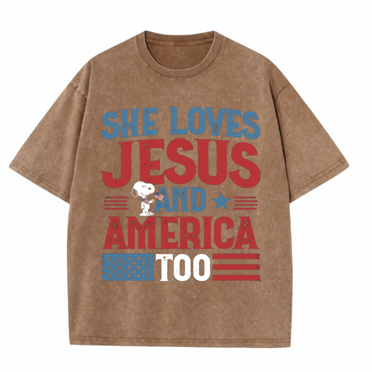 ChaoticClub She Loves Jesus and America Too Washed T-Shirt