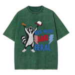 Chaoticclub Feral And Free Raccoon Washed T-Shirt