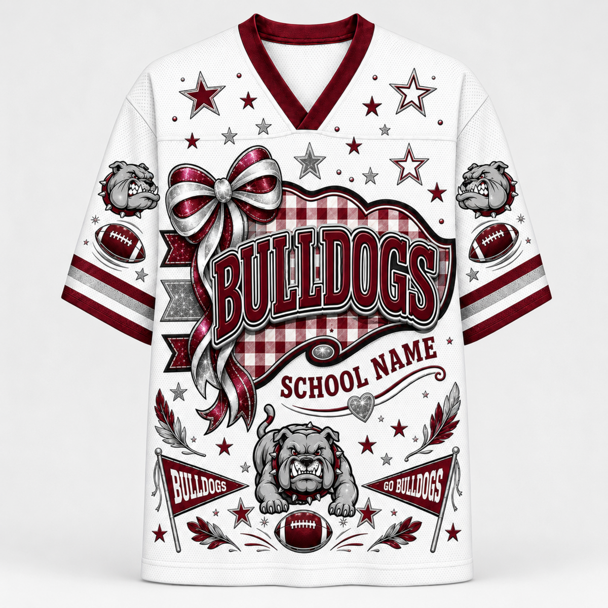 Chaotic Club Custom Mascot Coquette Bow Game Day Mesh Jersey