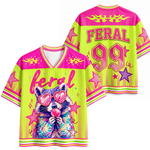 ChaoticClub Striped Feral Summer Neon Raccoon Mesh Jersey