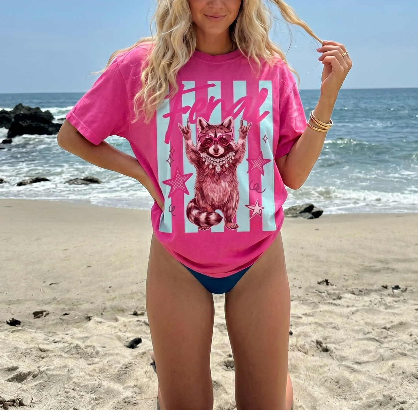 ChaoticClub Summer Feral Raccoon Neon T-Shirt