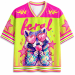 ChaoticClub Striped Feral Summer Neon Raccoon Mesh Jersey