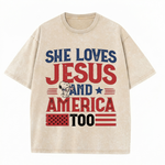 ChaoticClub She Loves Jesus and America Too Washed T-Shirt