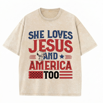 ChaoticClub She Loves Jesus and America Too Washed T-Shirt