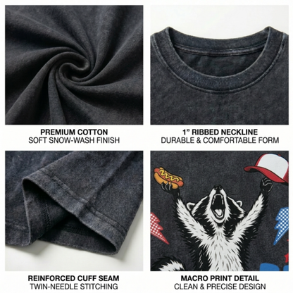 Chaoticclub Feral And Free Raccoon Washed T-Shirt