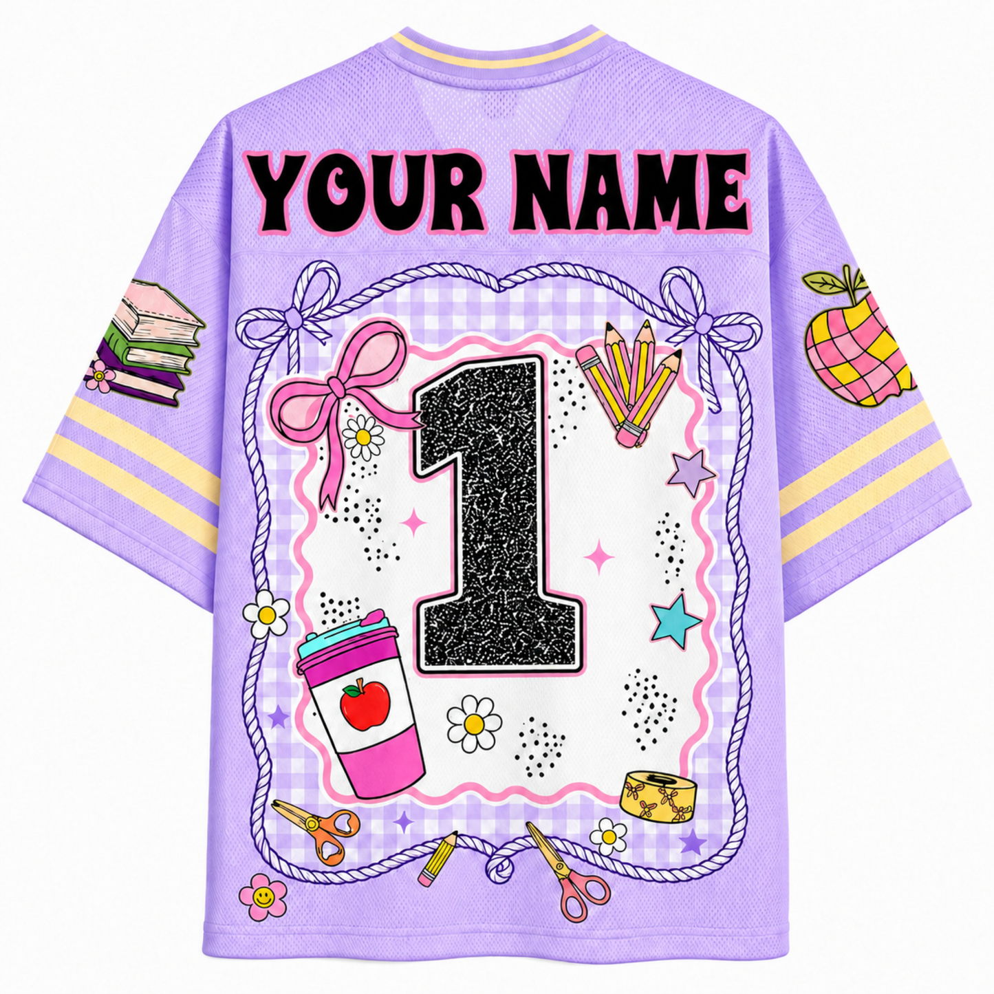 ChaoticClub Girly Pencil Preppy Back to School Mesh Jersey
