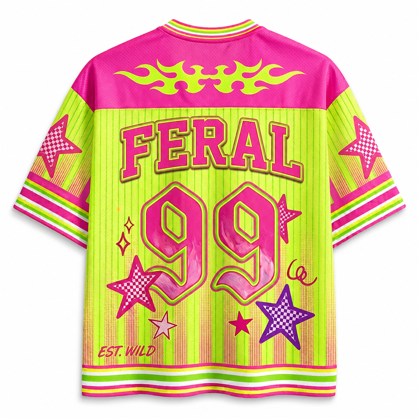 ChaoticClub Striped Feral Summer Neon Raccoon Mesh Jersey