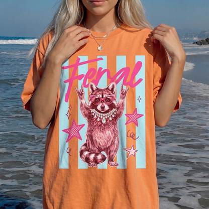 ChaoticClub Summer Feral Raccoon Neon T-Shirt
