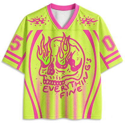 ChaoticClub Everything Is Fine Skull Neon Summer Mesh Jersey