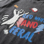 Chaoticclub Feral And Free Raccoon Washed T-Shirt