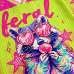 ChaoticClub Striped Feral Summer Neon Raccoon Mesh Jersey
