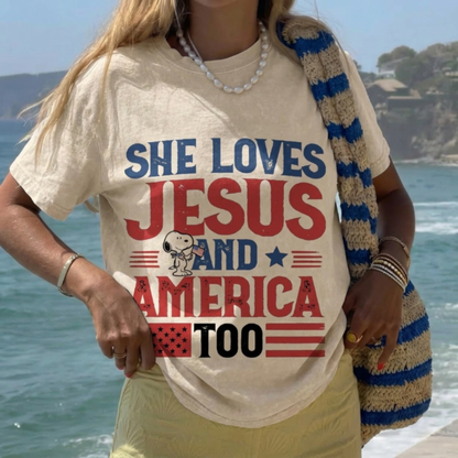 ChaoticClub She Loves Jesus and America Too Washed T-Shirt