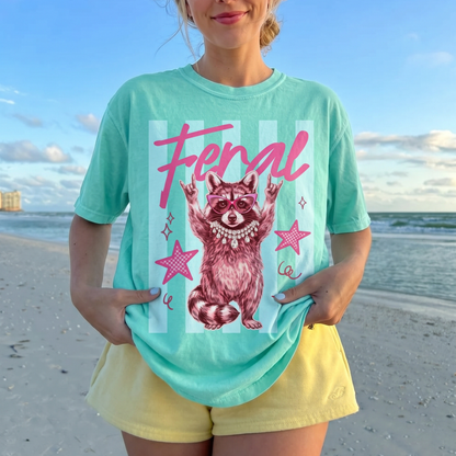 ChaoticClub Summer Feral Raccoon Neon T-Shirt