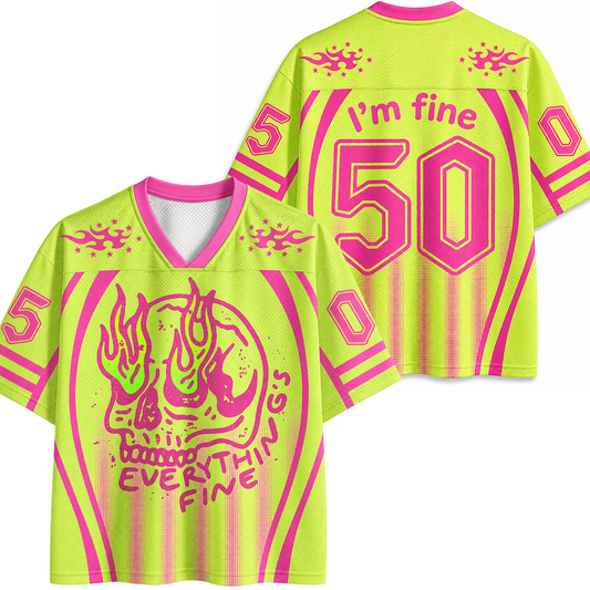 ChaoticClub Everything Is Fine Skull Neon Summer Mesh Jersey