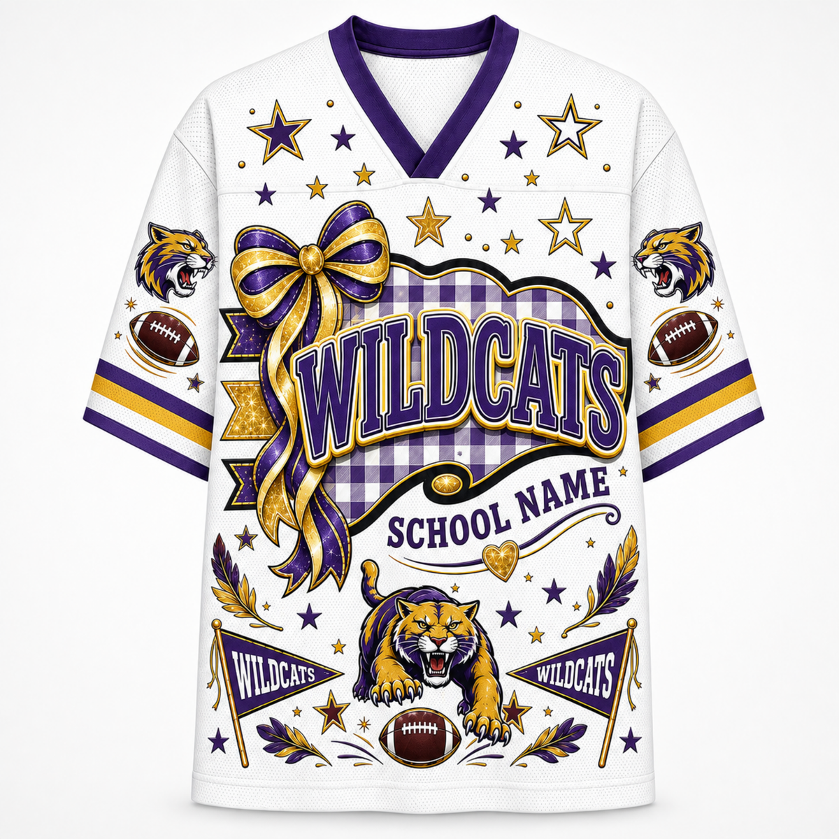 Chaotic Club Custom Mascot Coquette Bow Game Day Mesh Jersey