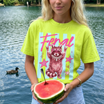 ChaoticClub Summer Feral Raccoon Neon T-Shirt