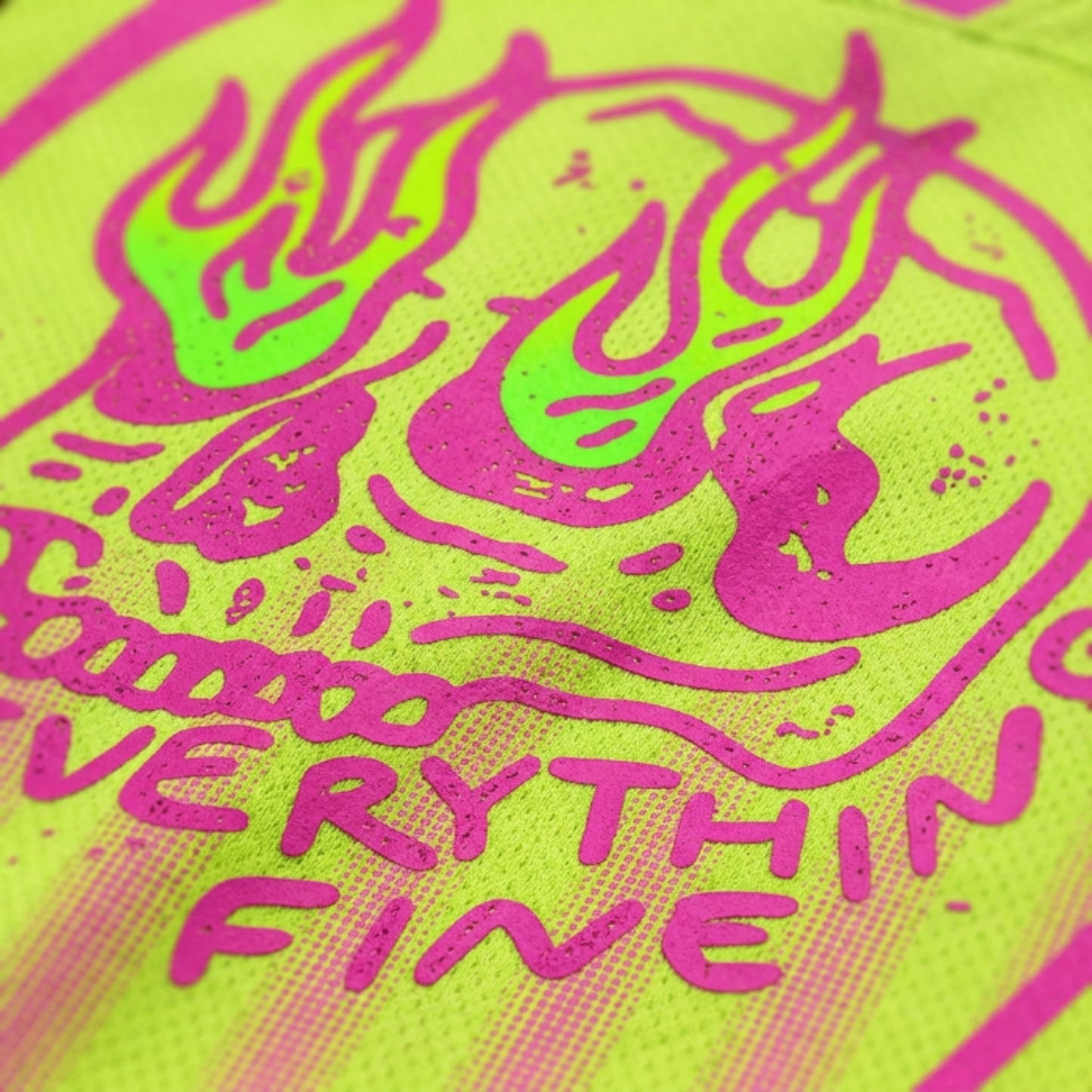 ChaoticClub Everything Is Fine Skull Neon Summer Mesh Jersey