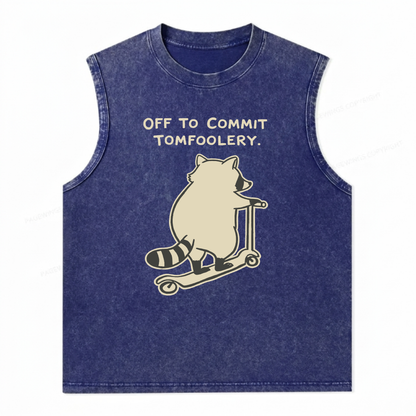 ChaoticClub Off To Commit Tomfoolery Raccoon Scooter Wash Tanktop