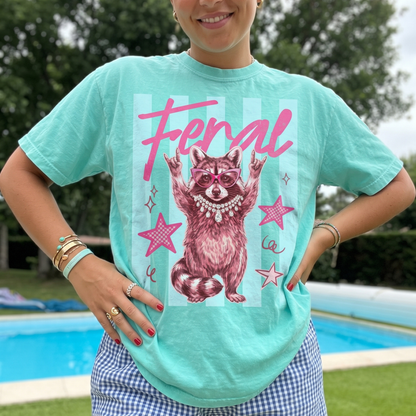 ChaoticClub Summer Feral Raccoon Neon T-Shirt