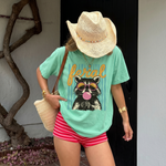 ChaoticClub Feral Summer Striped Raccoon Neon T-Shirt