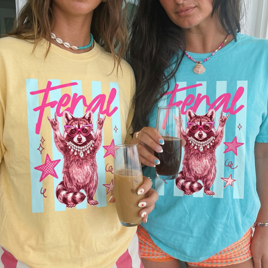 ChaoticClub Summer Feral Raccoon Neon T-Shirt