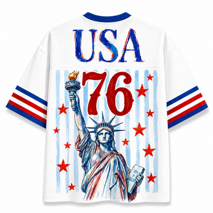 ChaoticClub Preppy Brushstroke Statue of Liberty Blowing Bubble Mesh Jersey